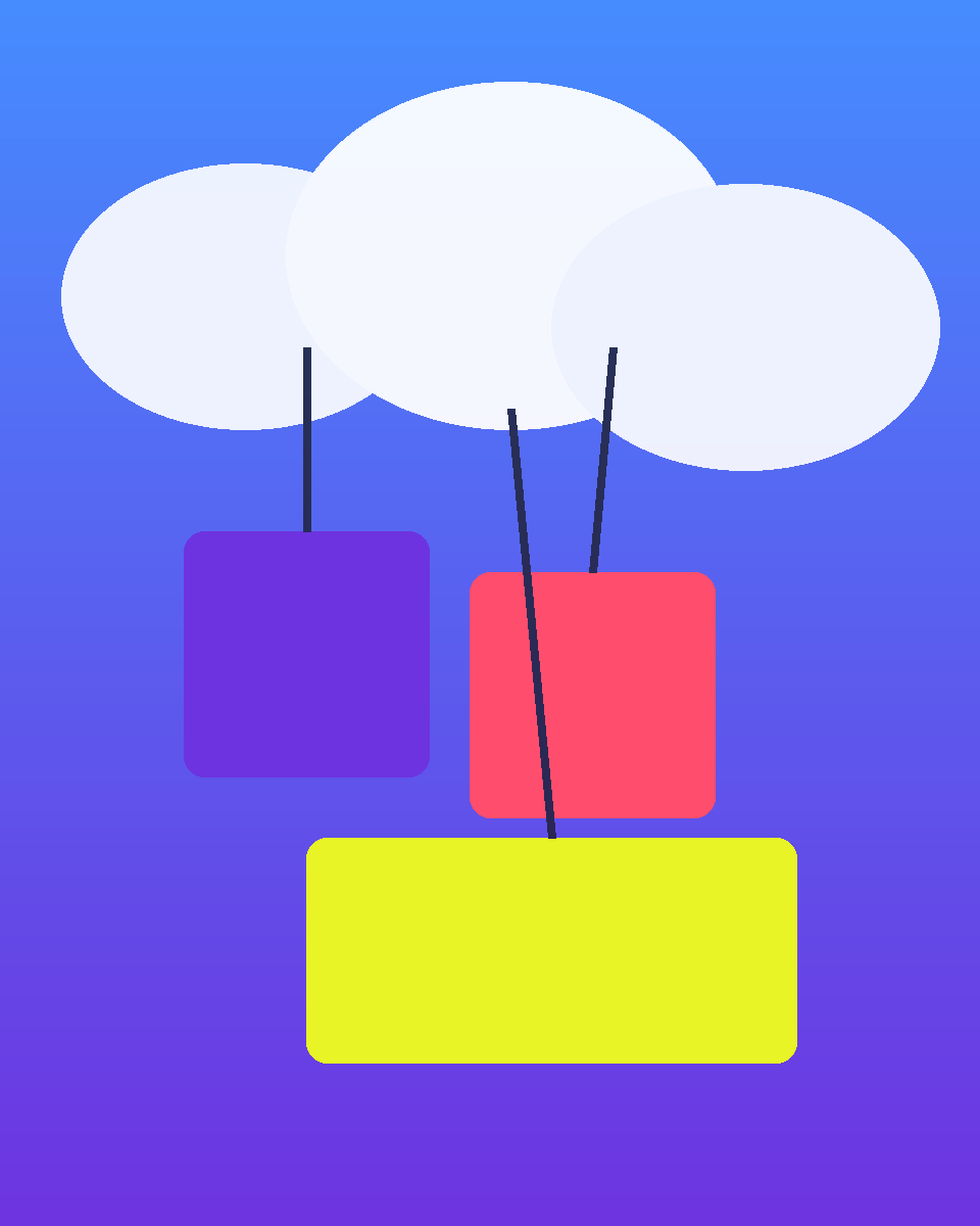 Colorful illustration of cloud infrastructure and servers