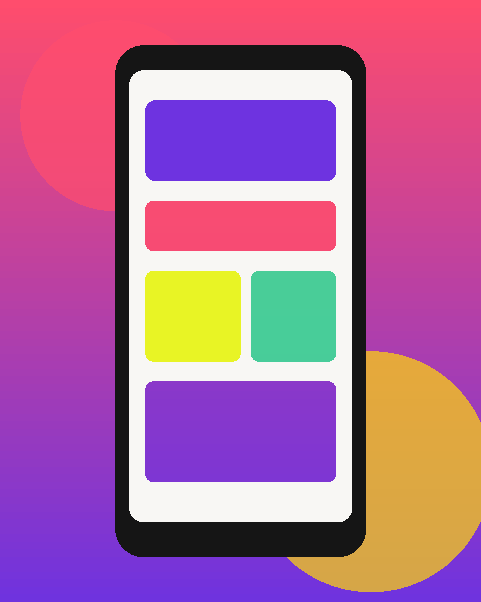 Colorful illustration of an iOS and Android app interface